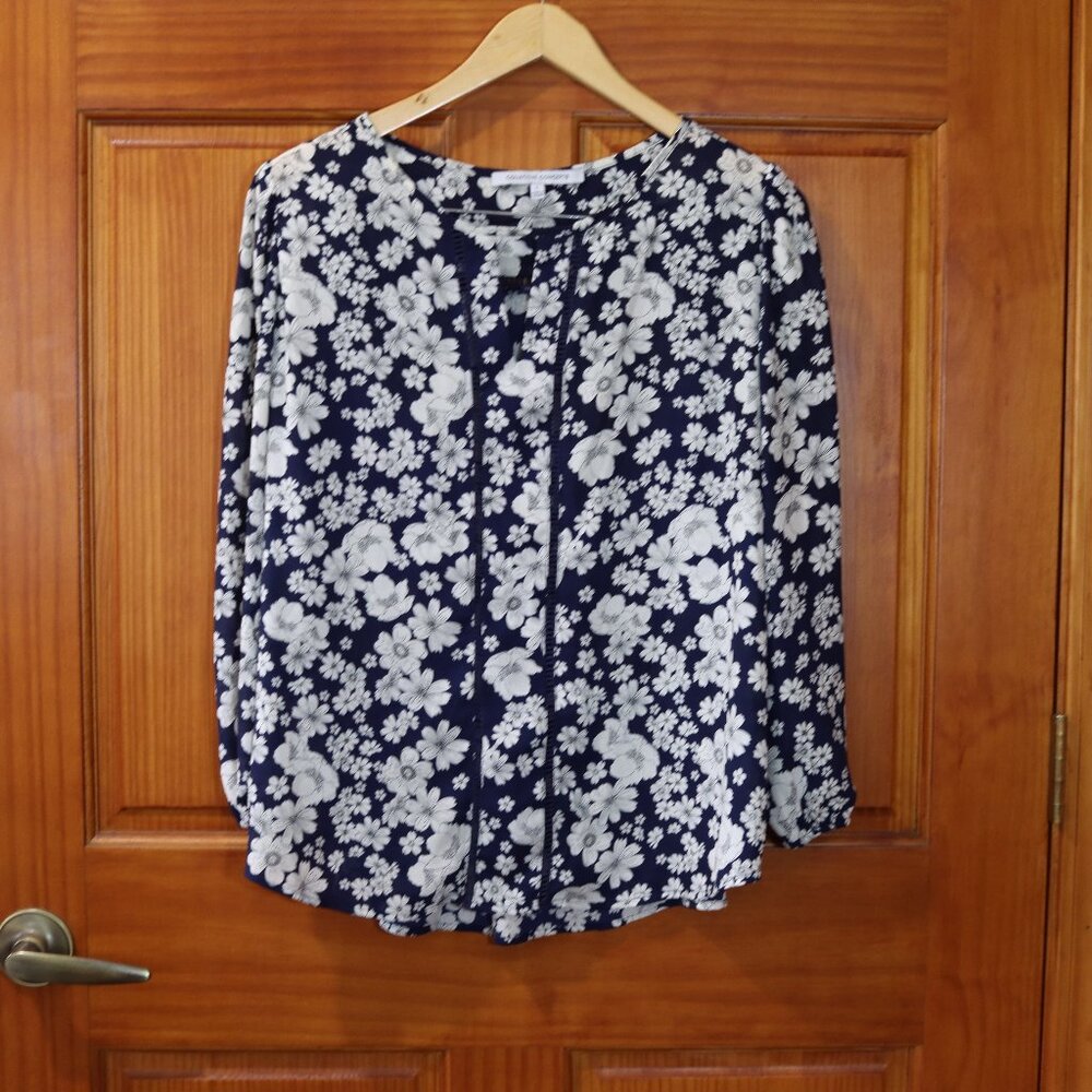 Collective Concepts Black & White Floral Print Blouse LG
